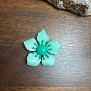 Vintage Mint Green Enamel Flower Brooch